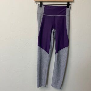 Outdoor voices purple and gray crop leggings size xs